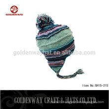 BSCI SEDEX Custom Wholesale Knitting Hat Cover The Ear With Long Lie Large Size Fur Pompons Hat